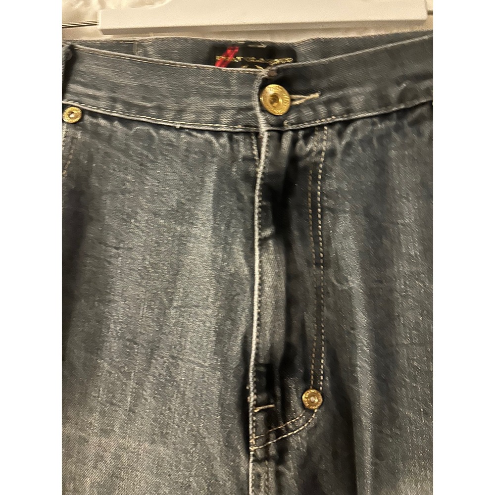 Phat Classics Mens Dark Wash Relaxed Straight Leg Jeans 40x34 Vintage Y2K Style - Picture 3 of 10